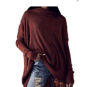 Free People NWT Juicy Long Sleeve Cowl Neck Thermal Shirt Size L Color: Date Nig